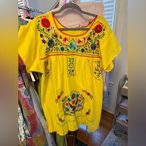 Vibrant Yellow Embroidered Dress